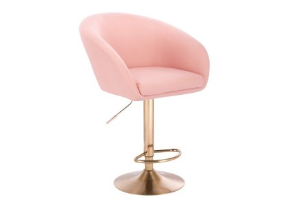 Barová židle VENICE na zlatém talíři - světle růžová