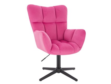 Křeslo AURORA VELUR na  černém kříži - tmavě růžové