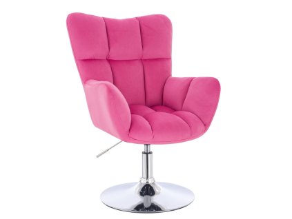 Křeslo AURORA VELUR na stříbrném talíři - tmavě růžové