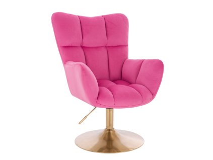 Křeslo AURORA VELUR na zlatém talíři - tmavě růžové