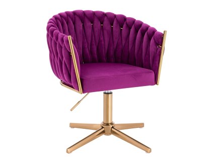 Židle NORDEN VELUR na zlatém kříži - fuchsie