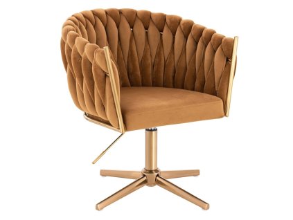 Židle NORDEN VELUR na zlatém kříži - medová