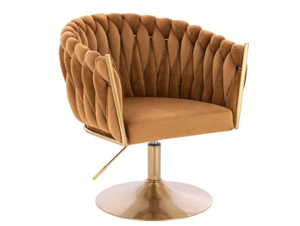Židle NORDEN VELUR na zlatém talíři - medová