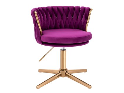 Židle LYON VELUR na zlatém kříži - fuchsie
