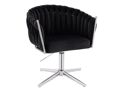 Židle NORDEN VELUR na stříbrném kříži - černá