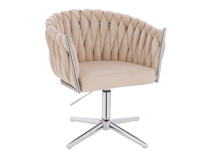 Židle NORDEN VELUR na stříbrném kříži - krémová