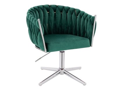 Židle NORDEN VELUR na stříbrném kříži - zelená