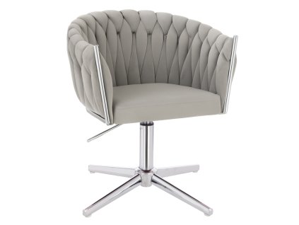 Židle NORDEN VELUR na stříbrném kříži - světle šedá