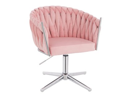Židle NORDEN VELUR na stříbrném kříži - světle růžová