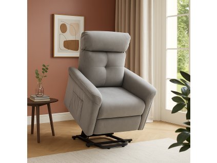TV křeslo PEGAS s elektrickým polohováním, masáží a výklopem - šedé