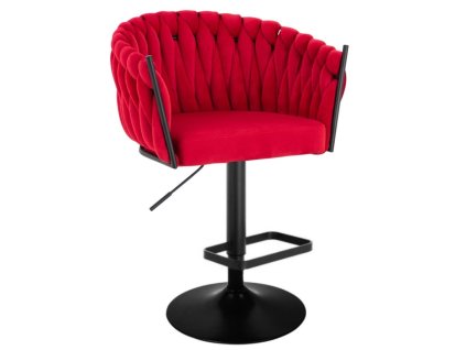 Barová židle NORDEN VELUR na černém talíři - červená