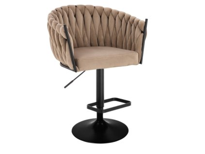 Barová židle NORDEN VELUR na černém talíři - latte
