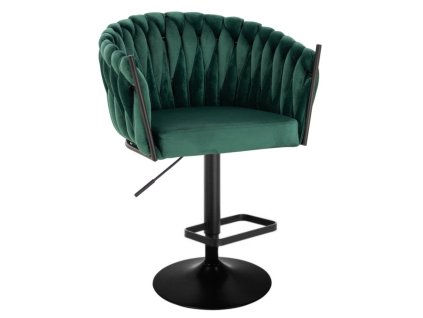 Barová židle NORDEN VELUR na černém talíři - zelená