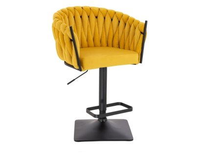 Barová židle NORDEN VELUR na černé hranaté podstavě - žlutá