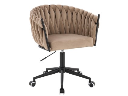 Židle NORDEN VELUR na černé podstavě s kolečky - latte