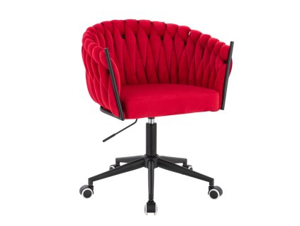 Židle NORDEN VELUR na černé podstavě s kolečky - červená