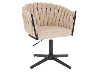 Židle NORDEN VELUR na černém kříži - krémová