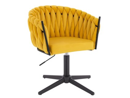 Židle NORDEN VELUR na černém kříži - žlutá