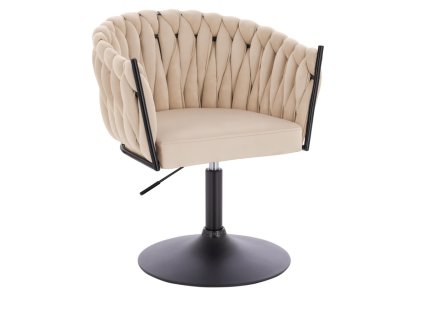 Židle NORDEN VELUR na černém talíři - krémová