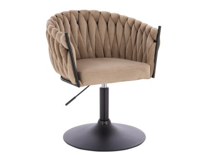 Židle NORDEN VELUR na černém talíři - latte