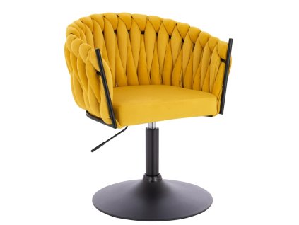 Židle NORDEN VELUR na černém talíři - žlutá