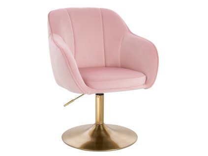 Židle AVOLA VELUR na zlatém talíři - světle růžová
