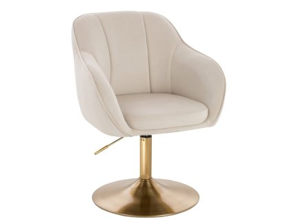 Židle AVOLA VELUR na zlatém talíři - krémová