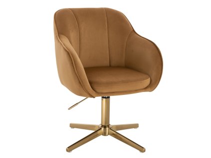 Židle AVOLA VELUR na zlatém kříži - medová