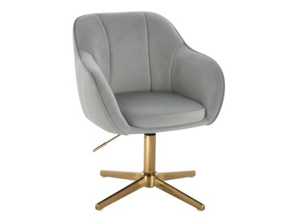 Židle AVOLA VELUR na zlatém kříži - světle šedá