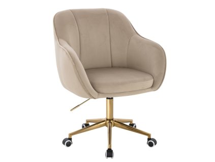 Židle AVOLA VELUR na zlaté podstavě s kolečky - latte