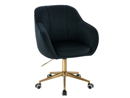 Židle AVOLA VELUR na zlaté podstavě s kolečky - černá