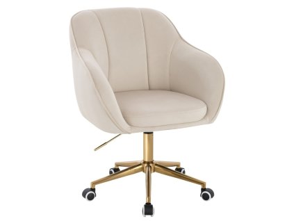 Židle AVOLA VELUR na zlaté podstavě s kolečky - krémová