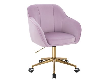 Židle AVOLA VELUR na zlaté podstavě s kolečky - levandule