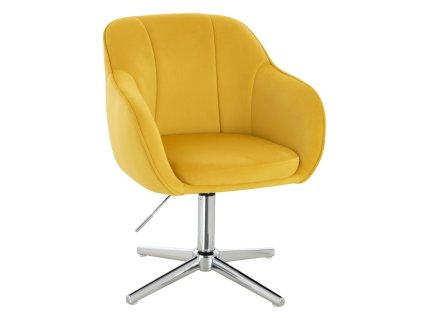 Židle AVOLA VELUR na stříbrném kříži - žlutá
