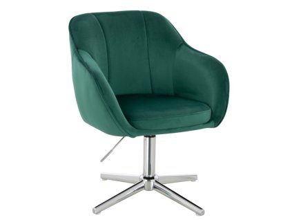 Židle AVOLA VELUR na stříbrném kříži - zelená