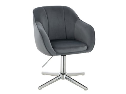 Židle AVOLA VELUR na stříbrném kříži - tmavě šedá