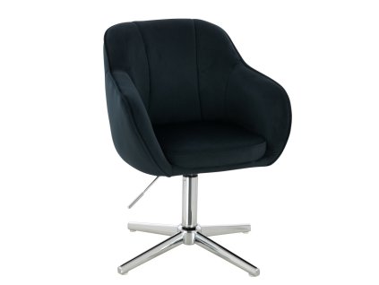 Židle AVOLA VELUR na stříbrném kříži - černá