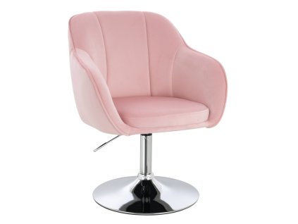 Židle AVOLA VELUR na stříbrném talíři - světle růžová