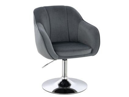 Židle AVOLA VELUR na stříbrném talíři - tmavě šedá