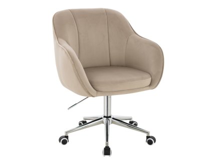 Židle AVOLA VELUR na stříbrné podstavě s kolečky - latte