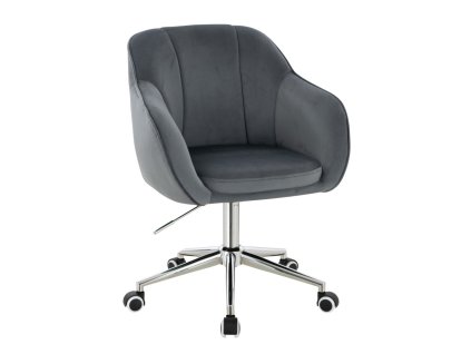 Židle AVOLA VELUR na stříbrné podstavě s kolečky - tmavě šedá