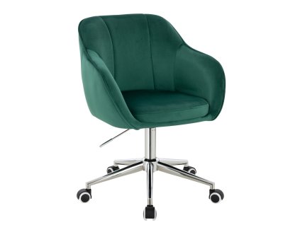 Židle AVOLA VELUR na stříbrné podstavě s kolečky - zelená
