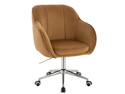 Židle AVOLA VELUR na stříbrné podstavě s kolečky - medová