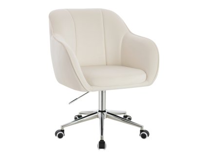 Židle AVOLA VELUR na stříbrné podstavě s kolečky - bílá