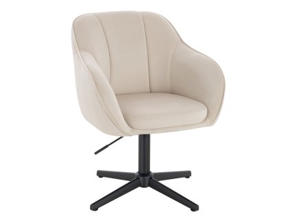 Židle AVOLA VELUR na černém kříži - krémová