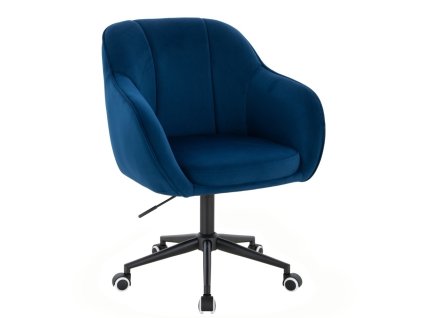 Židle AVOLA VELUR na černé podstavě s kolečky - modrá