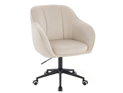 Židle AVOLA VELUR na černé podstavě s kolečky - krémová