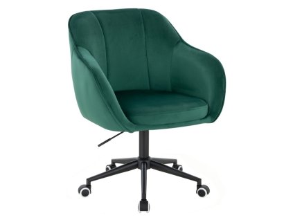 Židle AVOLA VELUR na černé podstavě s kolečky - zelená