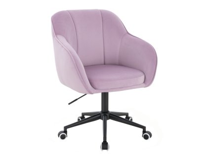 Židle AVOLA VELUR na černé podstavě s kolečky - levandule