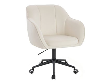 Židle AVOLA VELUR na černé podstavě s kolečky - bílá